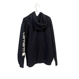 Carhartt Mens Navy Blue Fleece Midweight Logo Loose Fit Pullover Hoodie Size XL